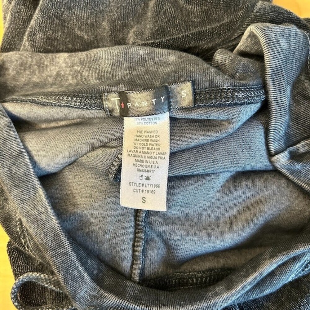 Y2K T Party Terry Cloth Lounge Pants S Gray Mineral Wash Mid Rise Drawstring - Picture 6 of 8